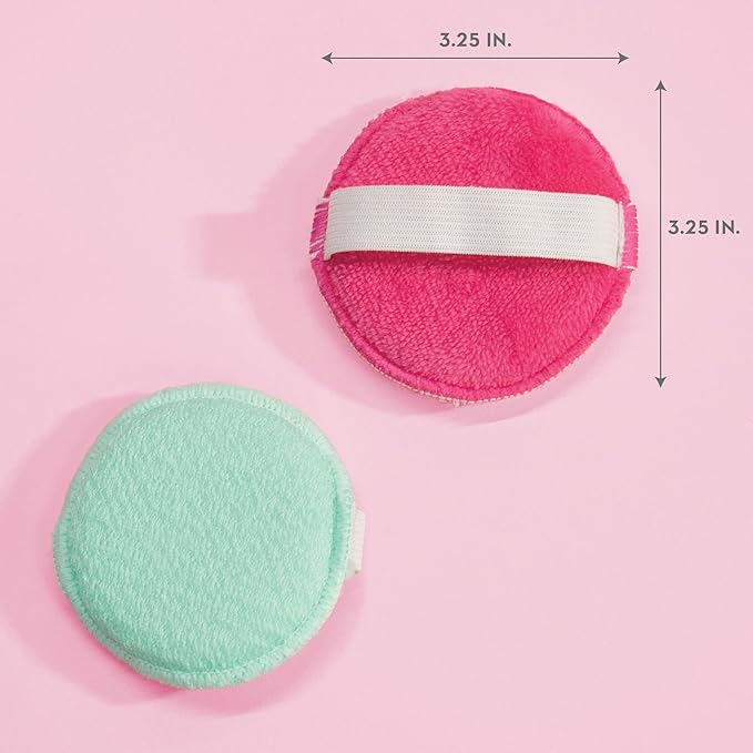 S&T INC. Face Scrubber, Dual-Sided Face Exfoliator with Elastic Strap, Facial Cleansing Pads and Makeup Remover, 3.3 Inch Diameter, 2 Pack, Teal and Pink