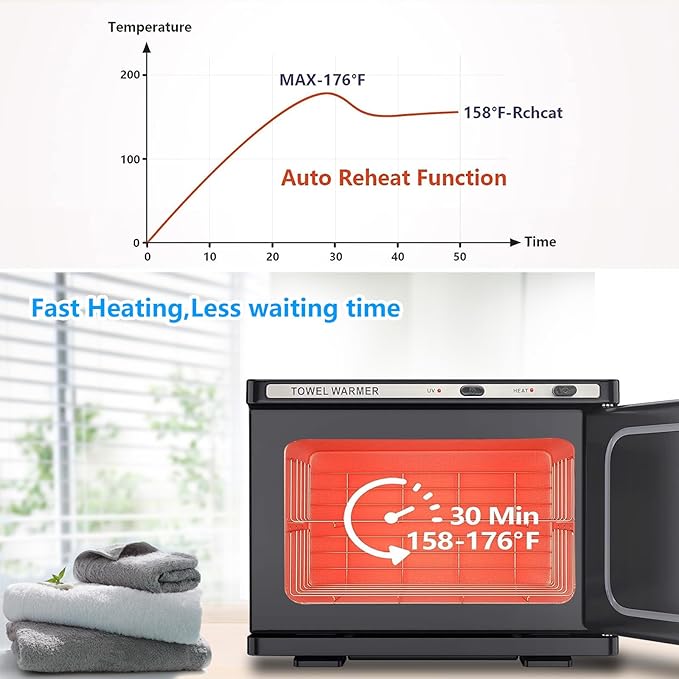 Personal 8L Small Hot Towel Warmer for Salon Beauty Bathroom Hot Towel Cabinet 2-in-1 Home Spa Towel Warmer for Facials, Upgrade Fast Heating Towel Heater Towel Steamer (8L, Black)