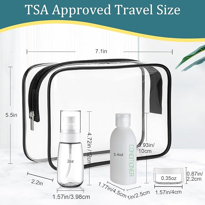 Cosywell Travel Bottles for Toiletries 9PCS Shampoo Bottles TSA Approved Toiletry Bottle Leakproof Plastic Cream Jars Refillable Cream Lotion Travel Essential Toiletrie(White)