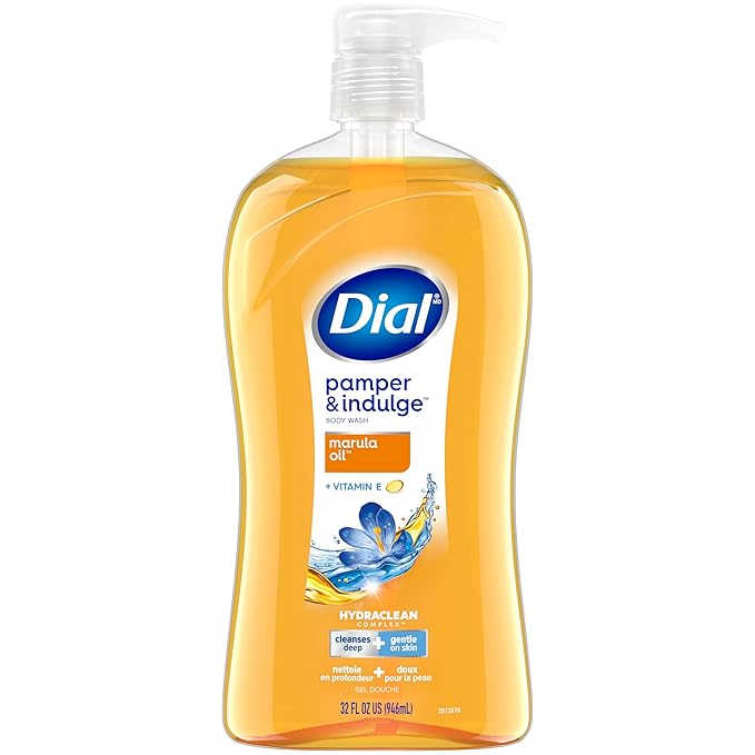 Dial Body Wash,Pamper & Indulge Marula Oil,32 Fl Oz,Hydraclean Complex & Vitamin E,Gentle,Leaves Skin Feeling Nourished,Dermatologist-Tested,No Parabens-& Sulfates,(Pack of 2)