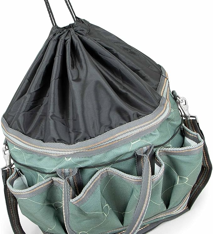 Jeffers Poplar Head Grooming Bag – Horse Grooming Organizer Tote with Pockets for Brushes, Tools, Clippers, Shampoo, Detangler – Stable Barn Kit Carrier for Horses, Pets, Spruce Stirrup Irons