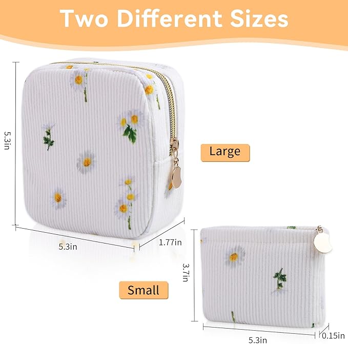 2-Pack Period Bag for Women Girls, Portable Corduroy Sanitary Napkin Storage Bag Period Pouch Small Discreet Menstrual Pouch, Sanitary Pads Period Kits Tampons Holder for First Period