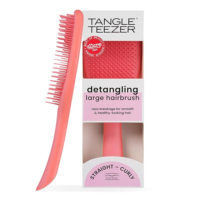 Tangle Teezer Large Ultimate Detangler Hairbrush for Wet & Dry Hair, Eliminates Knots & Reduces Breakage for Long, Thick, & Curly Hair Types, Coral Pink
