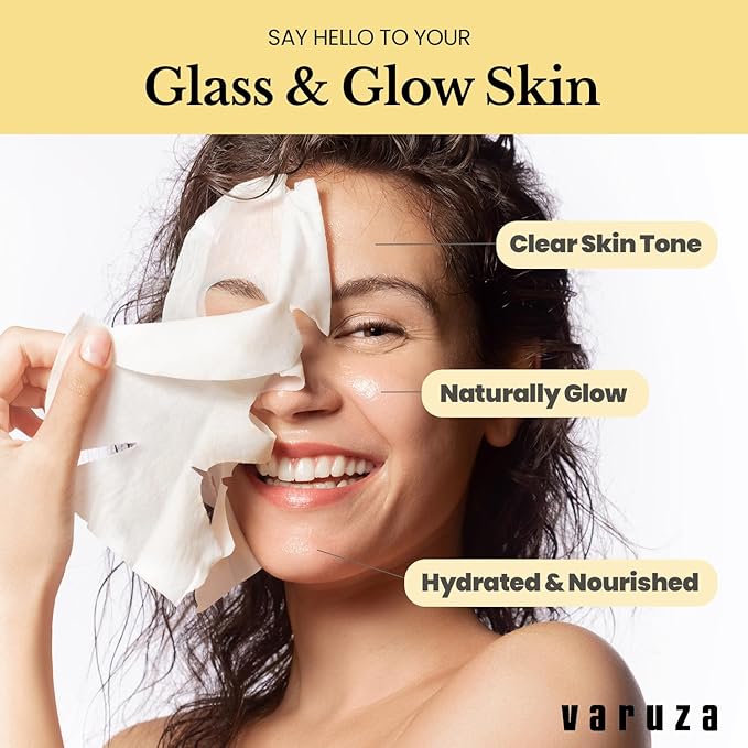 Core Nourishing Sheet Masks with Niacinamide Serum 5% for Dry Skin Tranexamic Acid, Rice Face Mask for Glass Skin Care, Moisturizing Glowing & Anti-Aging, Cruelty Free, Fragrance Free 10 Count