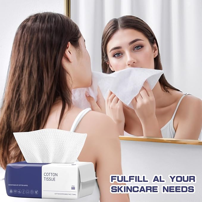 Disposable Face Towel, 400 Count Face Towels, for Washing Soft Cotton Dry Wipes Facial Cloths Towelettes for Washing and Drying, Facial Tissue for Cleansing, Skincare and Makeup Remover