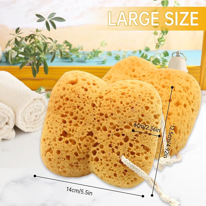 3Pcs Bath Sponges,Larger Shower Sponges for Women Men, Exfoliating Body Sponge Dense Foam for Gentle & Deep Cleansing, Ultra-Soft for Sensitive Dry Skin