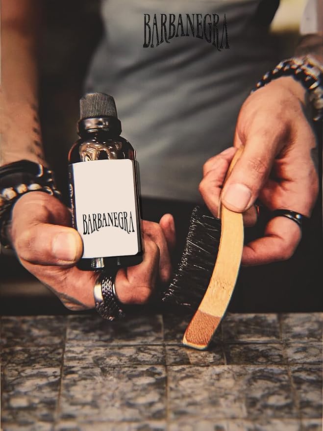 Barbanegra's Beard Styling Brush with Ergonomic Design. Long-lasting made from Eco-Friendly Bamboo with Natural Boar Bristles Beard & Mustache Brush for Men.