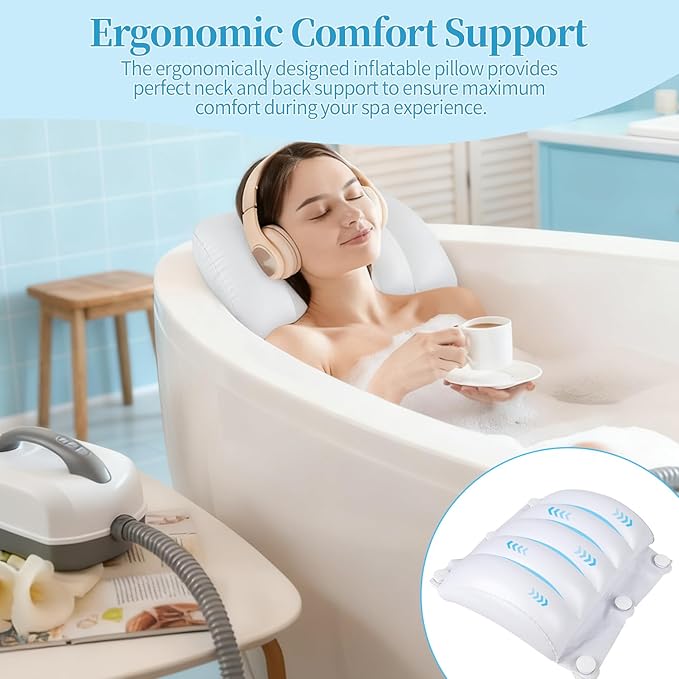 Portable Spa Bubble Bath Massager - Bubble Bath Mat Tub Spa Massager with Upgraded Powerful Suction Cup, Electric Air Pump, Pillow and Remote Control for Relaxation, 45 * 17in (Gray)