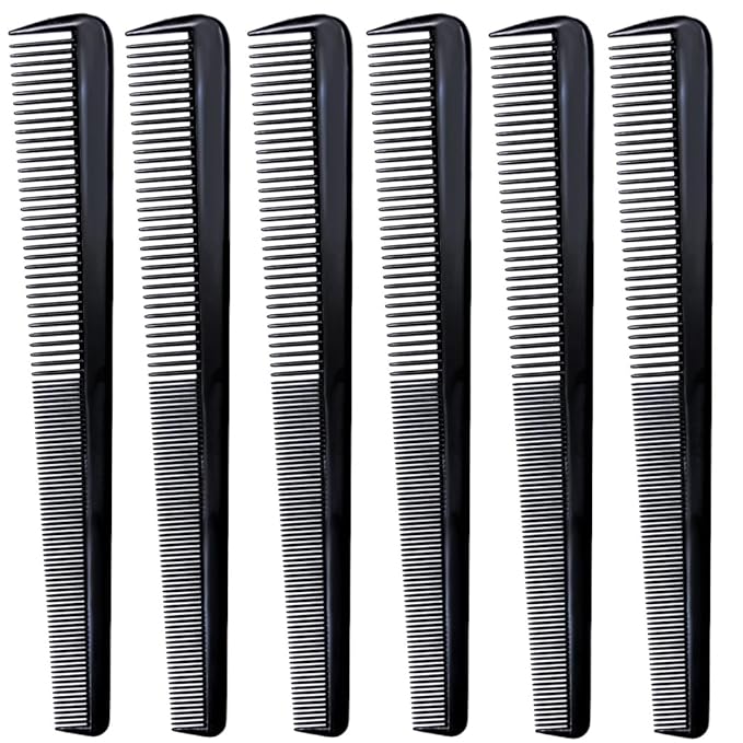(6 Count) 7.5" Barber Hair Comb Beard & Mustache Pocket Combs for Men's Hair Beard Mustache and Sideburns