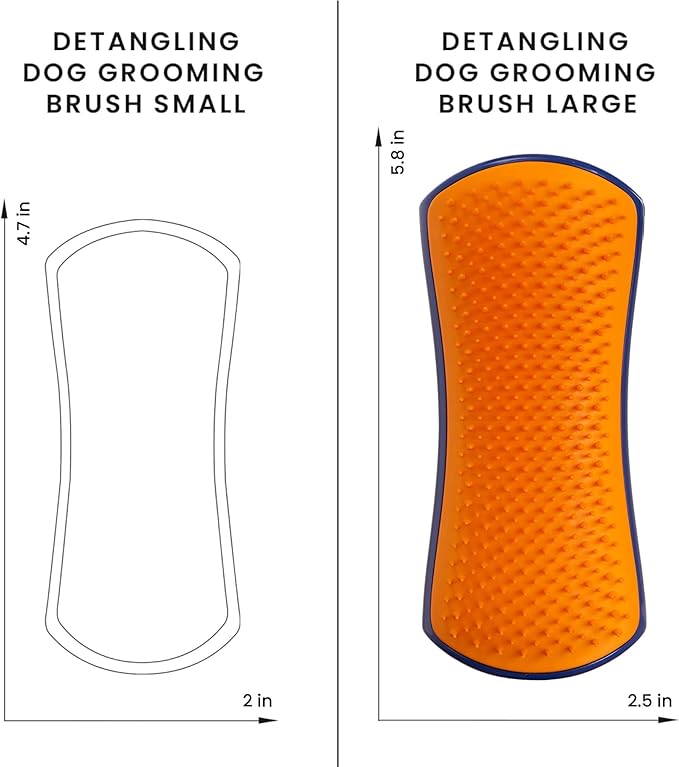 Pet Teezer Detangling Dog Grooming Brush, Dog Bath Brush for Long Haired Breeds and Wet or Dry Fur, Large, Navy & Orange