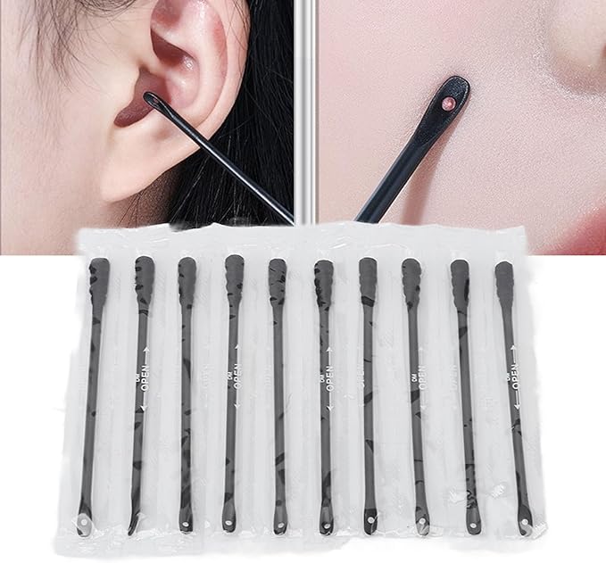 100Pcs Pimple Extractor, Blackhead Extractor, Blackhead Remover Tools, Disposable Double Tipped Cotton Swabs Stick Comedone Extractor Squeeze Cotton Buds Skin Pores
