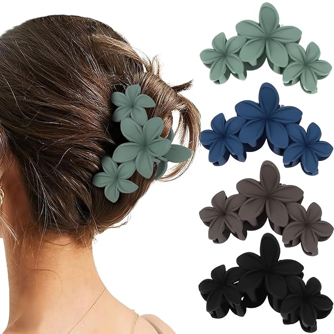 Flower Hair Clips for Women 4PCS Matte Flower Claw Clips Non-slip Cute Claws for Thick Thin Hair Strong Hold Fashion Accessories for Women Girls