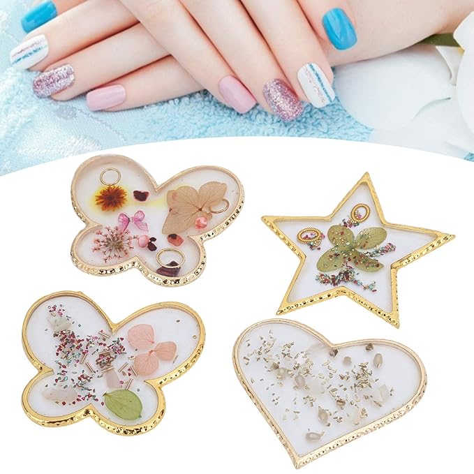 Nail Palette, 4Pcs/Set Nail Palettes Kit Polish Color Mixing Board Nail Art Display Plate Manicure Tool DIY Nail Tips Painting Tray Pallet Makeup Mixing Palette for Home Salon Use