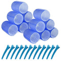 Hair Rollers, 12 Pack Hair Curler Large Hair Rollers for Women, Self Grip Hair Roller with Clips, Blue
