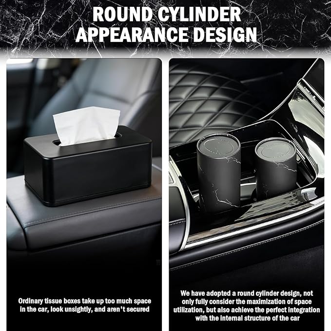 4PCS Car Tissue Holder with 50 Facial Tissue,Minimalist Round Car Tissues Cylinder for Cars Cup Holder Quick Access,Universal Cars Kleenex Cylinder for Most Vehicles