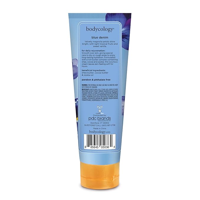 Bodycology Shea Butter Body Cream, Blue Denim, 8 oz