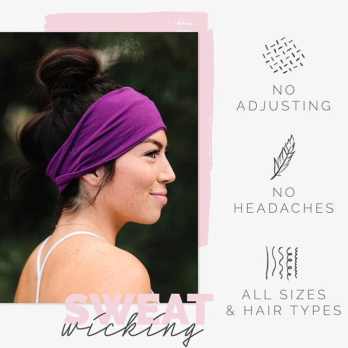 Maven Thread 4" Wide Workout Headbands for Women (2 Pack) – Non-Slip Sweatbands for Gym, Running & Yoga