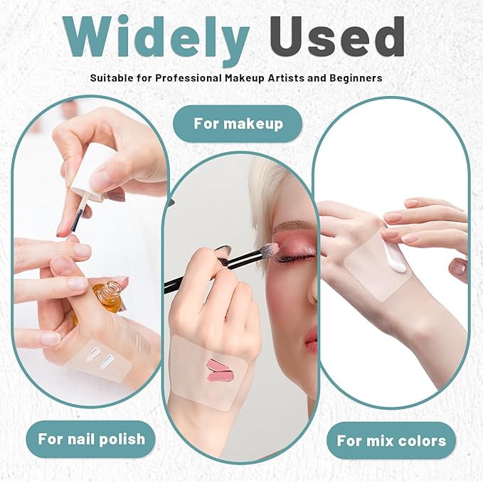 Makeup Mixing Palette Set Includes Make Up Spatula, 100 Pieces of Makeup Hand Palette Single Use Cosmetic Tape, Foundation Palettes with Finger Ring on The Back for Make Up Artist
