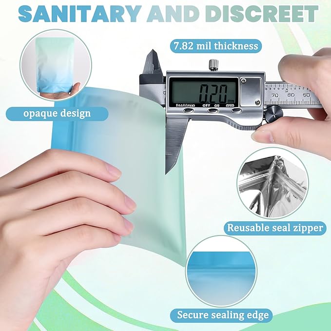 Disposable Sanitary Hygiene Disposal Bags for Bag Period Tampon Napkin Trash, 100pcs, Discreet Privacy Cover, Stylish Look, Self-Adhesive Seal,Portable for Purse, Bathroom, School, Travel(Blue-Green)