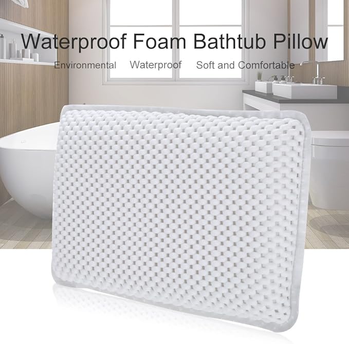 Yosoo Health Gear Spa Bath Pillow, Cushioned Bathtub Pillow with Suction Cups, PVC Bath and Spa Head Rest, White, Neck/Back Support