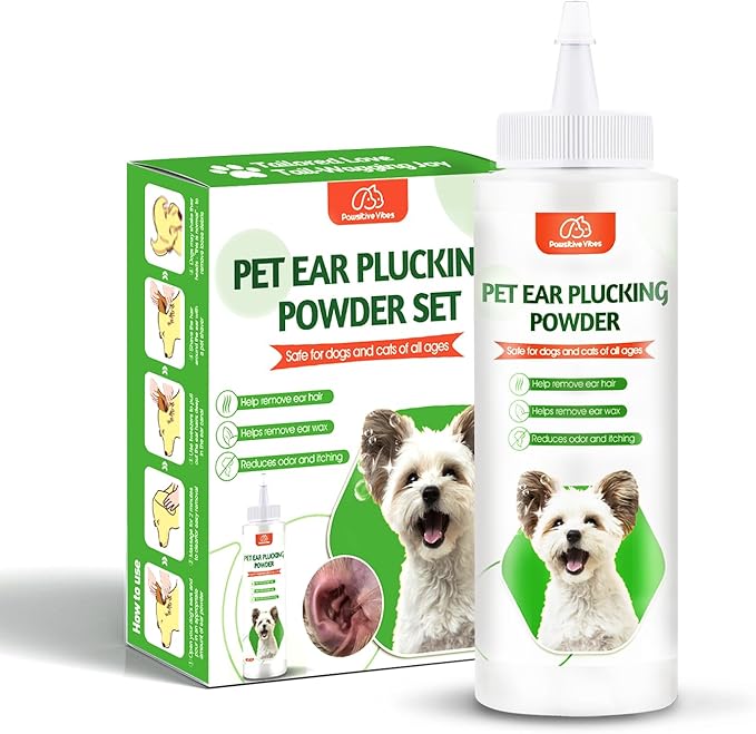 Pawsitive Vibes Dog Ear Powder 30g – Gentle & Safe Ear Hair Removal and Cleaning Powder for Dogs – Keeps Ears Dry, Fresh & Odor-Free – Easy Grooming Solution for Home Pet Care, Suitable for All Breeds