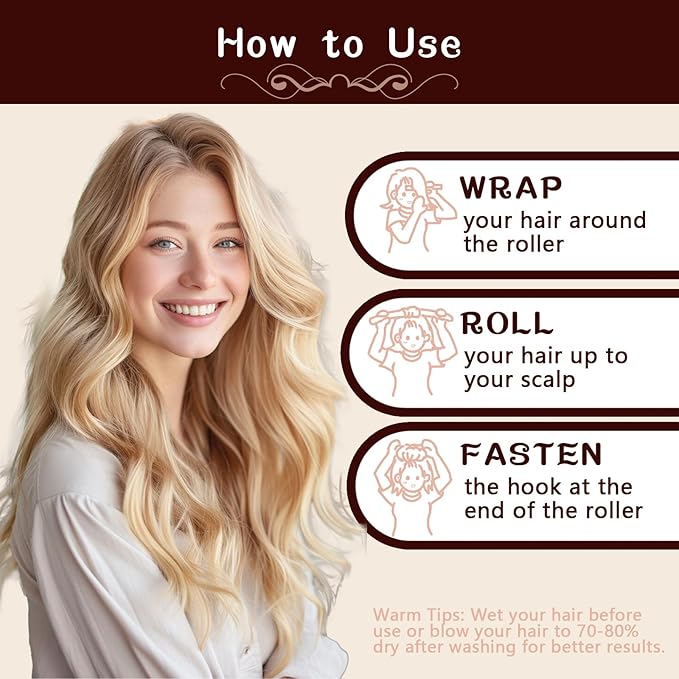 Heatless Hair Curler Velvet, Heatless Curls Overnight Hair Curlers to Sleep in, Overnight Rods Heatless Curls for Short Long Hair All Hair Types Styling Tools-4PCS Brown
