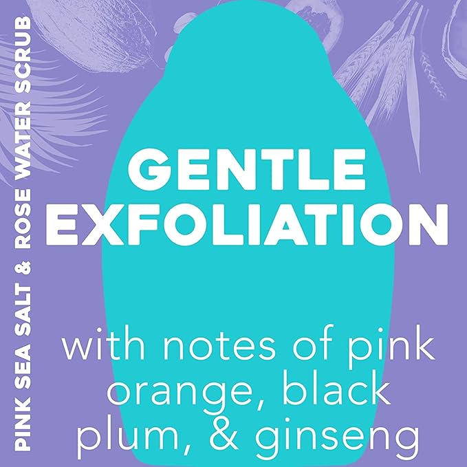OGX Sensitive + Rose Water & Pink Sea Salt Exfoliating Body Scrub + Rose Quartz, Gentle Exfoliating Daily Wash Softens Skin, Body Scrub for Women, Sulfate-Free Surfactants, 19.5 fl oz (Pack of 3)