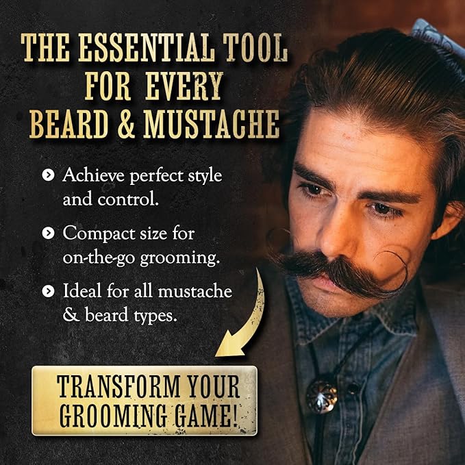 Metal Mustache & Beard Comb – Dual-Sided Pocket Comb for Men, Fine & Wide Teeth for Precise Styling – Durable, Compact, Travel-Friendly Grooming Tool for Facial Hair Care
