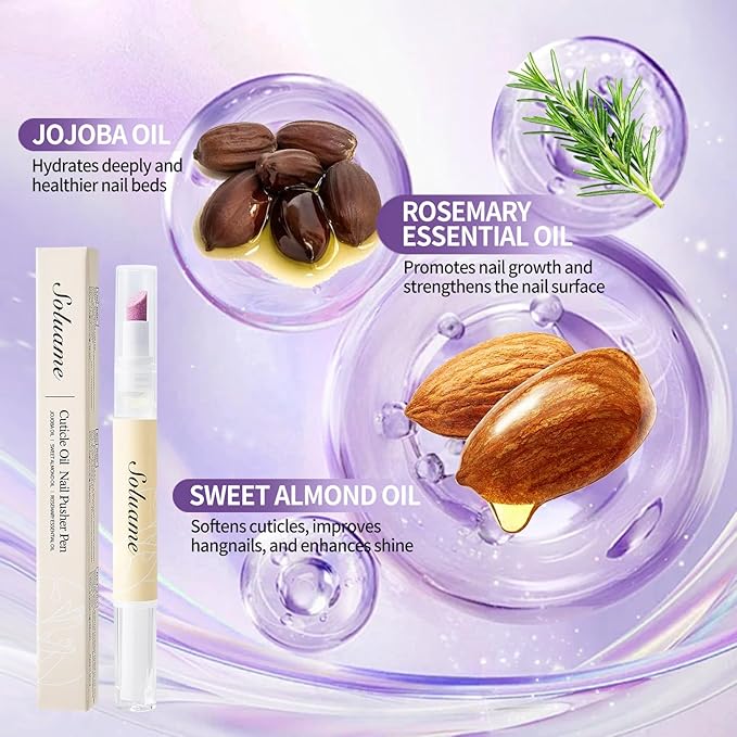 45° Ceramic Cuticle Oil Pusher Pen Dual-action Cuticle Oil Pen Gently Exfoliates and Nourishes Nails Suitable for Hangnails, Dryness, Cracks Nails Moisturises, Strengthens and Adds Shine,2ml*2
