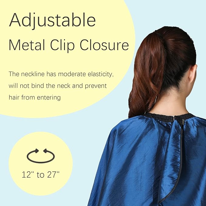 Barber Cape, Professional Hair Salon Cape with Adjustable Metal Clip, Shampoo Hair Cutting Cape for Barbers and Stylists - 55 x 63 inches (Blue)