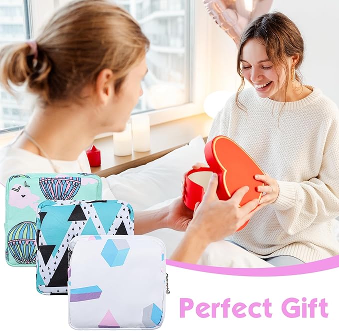 3Pcs Sanitary Napkin Storage Bag Period Bags for Teen Girls for School Portable Tampon Storage Pouch for Women Ladies with Zipper Feminine Necessities