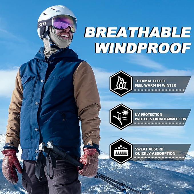 ROCKBROS Cold Weather Balaclava Ski Mask for Men Windproof Thermal Winter Scarf Mask Women Neck Warmer Hood for Cycling