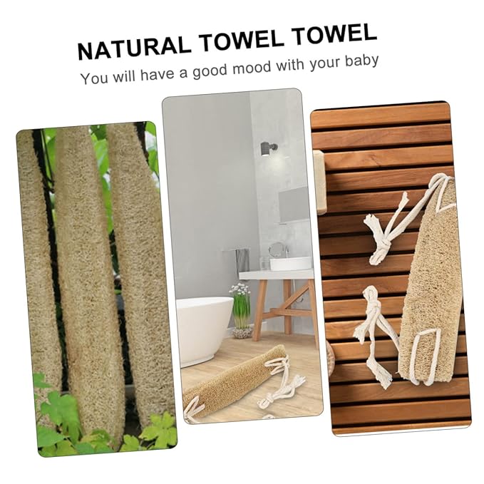 minkissy 3pcs Exfoliating Loofah Back Scrubber Strap for Shower Natural Cotton Material Soft and Comfortable Back Washer for Deep Cleaning Bathing Accessory for Body Care
