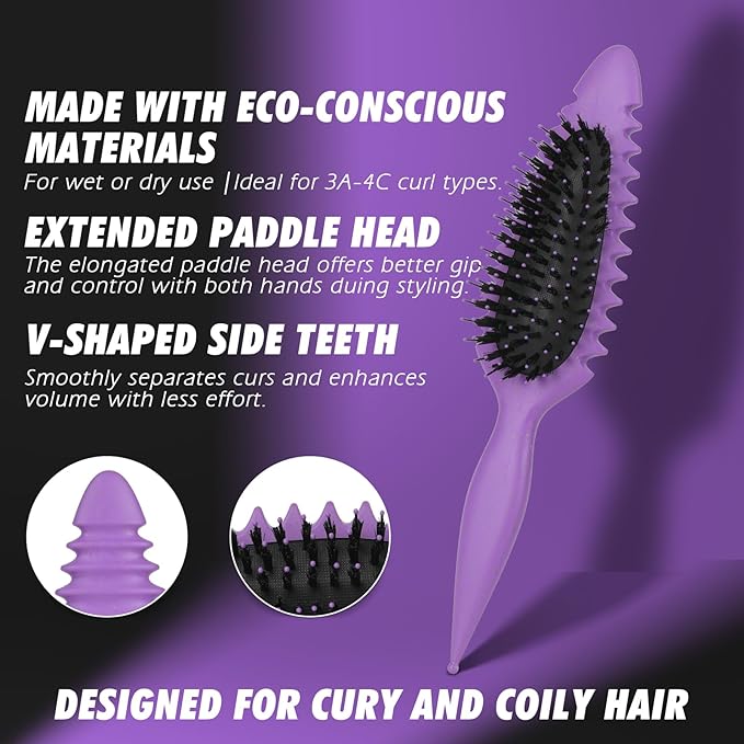 Candy Brush Curl Defining Hair Brush for Effortlessly Detangling Shaping and Styling Curls, Curl Brushes with EdgeLift for All Wet or Dry Hair Types for Women and Girl, Reduce Pulling and Frizzing