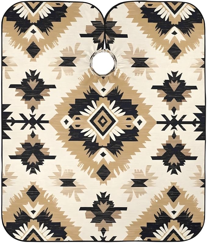 Native American Tapestry Patterans Barber Cape Waterproof Polyester Hair Cutting Salon Cape Adjustable Neckline Hair Hair Cutting Beard Hairdressing Cape Accessories 55×64 Inch