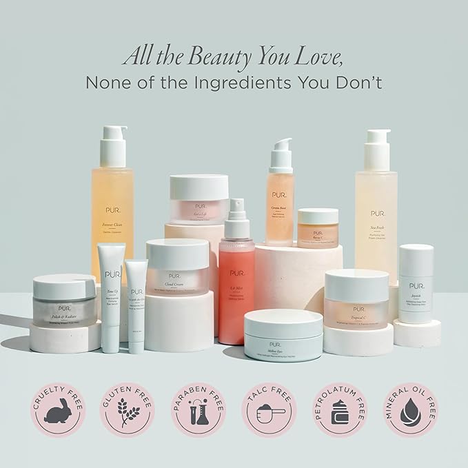 PÜR MINERALS Lit Mist Illuminating Setting for Face - Long-Lasting Makeup Finishing - Lightweight Makeup Primer & Hydrating Setting Revitalizes Dull & Tired Skin, Light, Dewy Shimmer