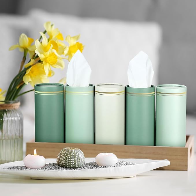 12 Pack Car Tissue Cylinder Holder Bulk with 3 Ply Facial Tissues, Round Napkin Holders for Cup Holder Cylinder Travel Paper Tubes Bulk Round Napkin Boxes Packs (Fresh Color)