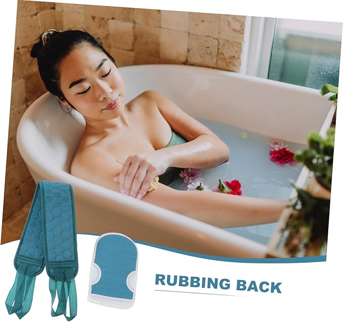 Exfoliating Back Scrubber Set 2pcs Long Bath Strap Gloves for Deep Cleansing Suitable for Skin Types Soft Touch