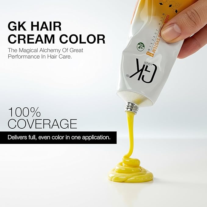 GK HAIR Color Cream 8.0 Intense Natural Light Blonde – 100% Grey Coverage | Semi, Demi-Permanent Results | 8–10 Vol Semi | 20-30-40 Vol Permanent – Salon Quality Hair Dye – For Women & Men 3.4 Oz