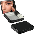 2Pcs Portable Cotton Swab Holder with Mirror, Refillable Dental Floss Case Container, Small Floss Picks Box for Travel,Dates(Black)
