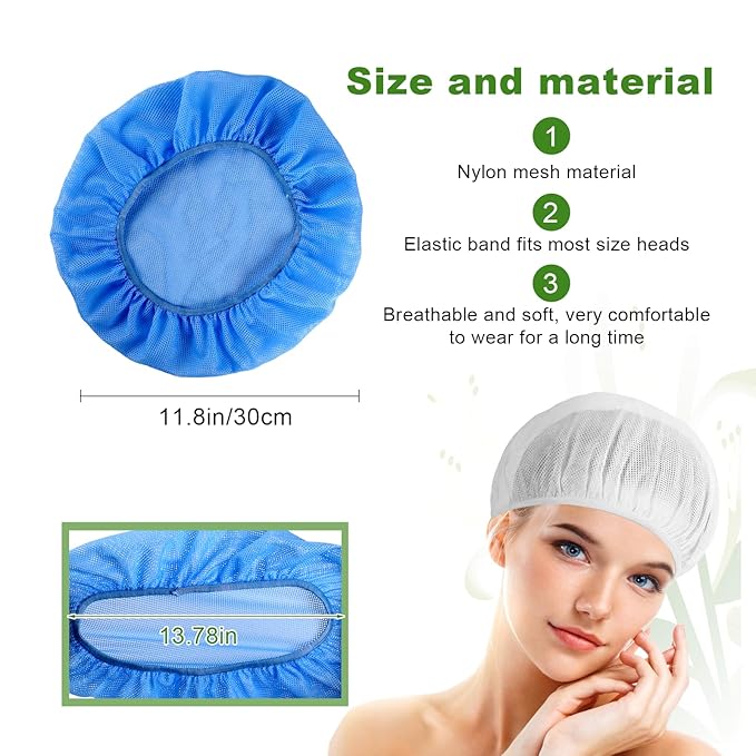 4 Pcs Mesh Sleep Bonnets Cap for Women - Night Sleep Cap Dust-Proof Hair Net Hats for Bath Clean Wash Face