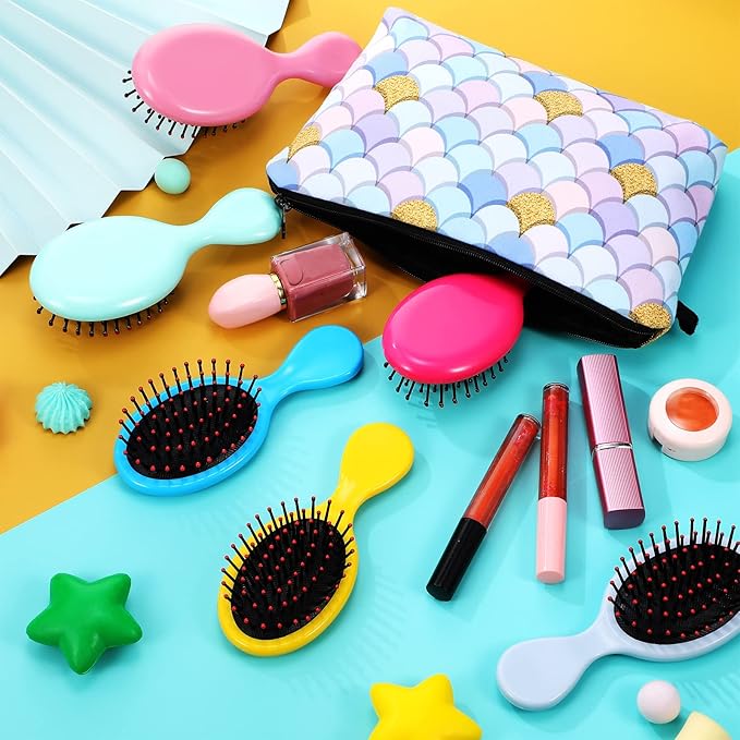 100 Mini Soft Bristle Travel Detangling Brush for All Hair Types - Glides Through Women's Tangles and Knots with Ease (Multicolor)