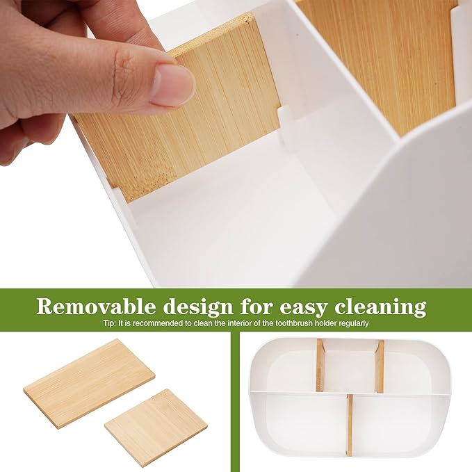 Electric Toothbrush Holders for Bathrooms,White Tooth Brushing Holder,Kids Toothpaste Holder with Dividers,Bathroom Countertop Organizer,Tooth Brush Storage Caddy for Sink Vanity Office