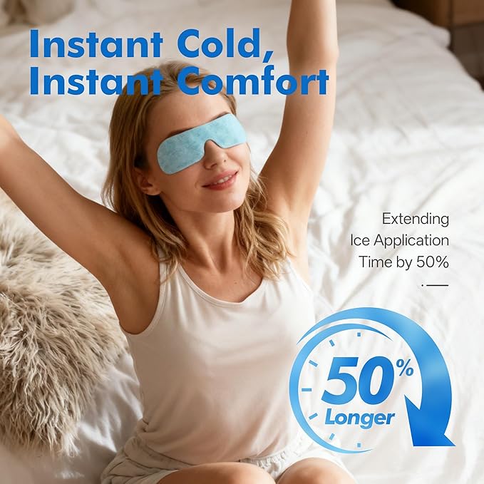Disposable Cooling Eye Mask for Puffy Eyes, Cold Eye Mask for Eyes Tension Stress Relief, Eye Ice Pack for Cold Compress, 10 Packs