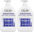 Olay Face Wash,Daily Facial Cleanser with Retinol,Peptides & Glycerin - Smoothing,Noursihes Skin Surface,Hydrates while Cleansing - Sulfate-Free,Paraben-Free,16 Oz,(Pack of 2)