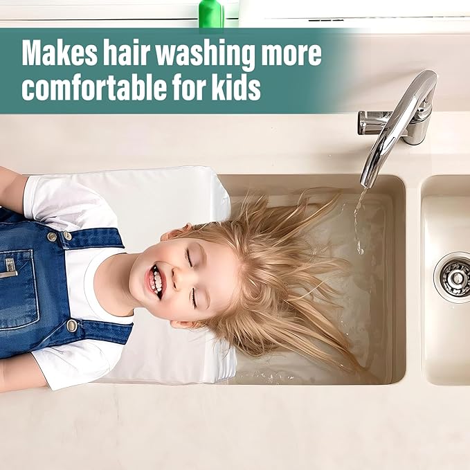 Hair Washing Station for Kids Waterproof Shampoo Foam Mat with Ergonomic Design Non Slip Bath Pillow Sink Soft Neck Support for Easy Hair Wash