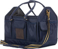 Equinavia Darby Large Collapsible Grooming Tote Bag for Horses, Dogs, Cats | Organizer with Shoulder Strap | 9" x 13" x 12" - Navy/Gold - One Size