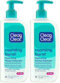 Clean & Clear Morning Burst Hydrating Facial Cleanser with BHA,Cucumber & Aloe Extracts,Refreshing Face Wash for Soft,Smooth-& Clear Skin,8 fl. oz,(Pack of 2)