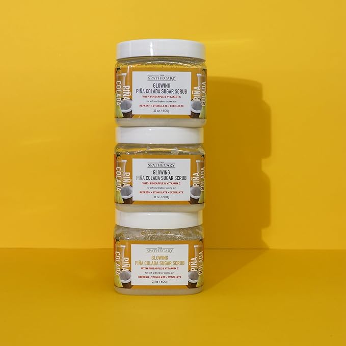 Pina Colada Sugar Scrub - Exfoliating & Hydrating Body Scrub With Pineapple and Vitamin C for Softer, Glowing & Brighter Smooth Looking Skin, Body Care Exfoliator & Cleanser, 21 oz