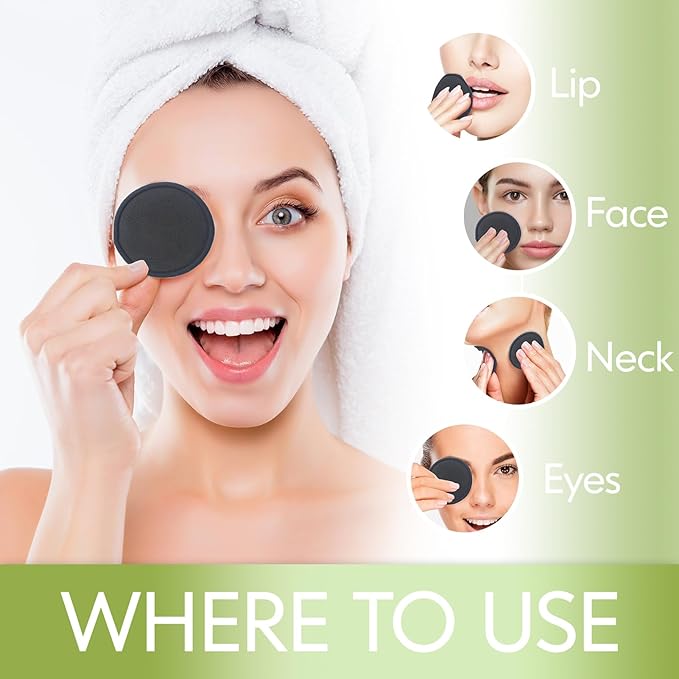 Reusable Makeup Remover Pads 20 Pack Reusable Makeup Cotton Rounds with Laundry Bag|Soft Black Cotton Makeup Remover Pads for Face